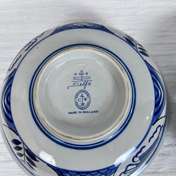 Vintage Delft Holland Flower Frog Pot Holder Blue White Ceramic 1965 - Picture 3 of 5